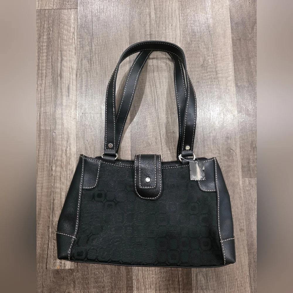 NWT Liz & Co Clairborne Black Y2k Satchel Small Wedding Formal Monogram Canvas